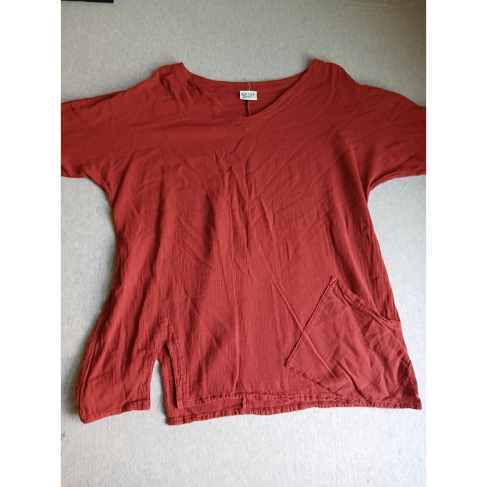 Oh My Gauze Top 1 / Medium Cotton Assymetric Tie Front Lagenlook Artsy Boho New